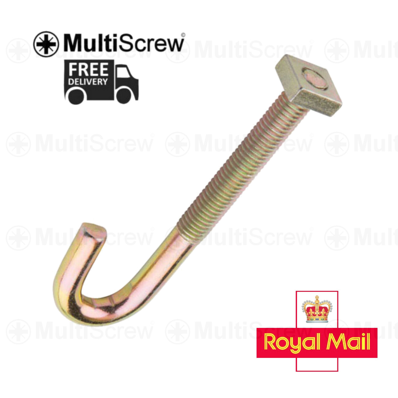 M8 HOOK J BOLTS & SQUARE NUTS ZINC ROOFING GUTTERING FENCE WEATHERPROOF