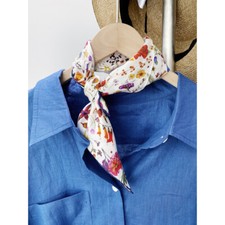 New Boutique 14Momme Twill Silk Scarf Necktie Hairband Printed Square Scarf 53cm