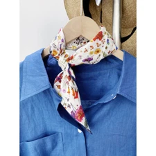 New Boutique 14Momme Twill Silk Scarf Necktie Hairband Printed Square Scarf 53cm