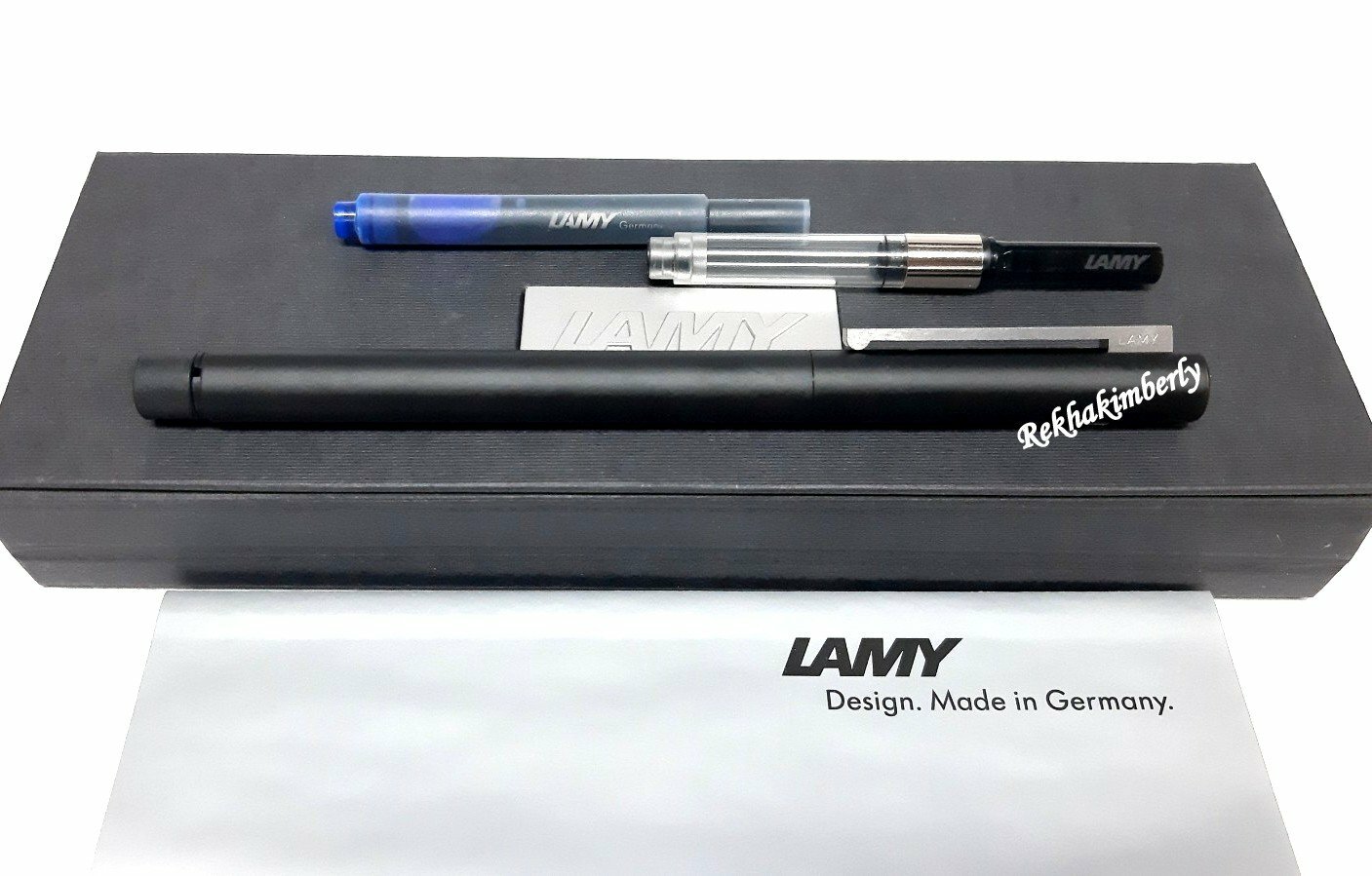 Lamy CP1 Fountain Pen Matte Black, M Nib, Blue Ink cartridge