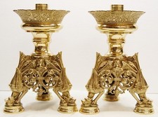 BEAUTIFUL PAIR OF 11" Ht. BRASS CHURCH ALTAR CANDLESTICKS 283SH