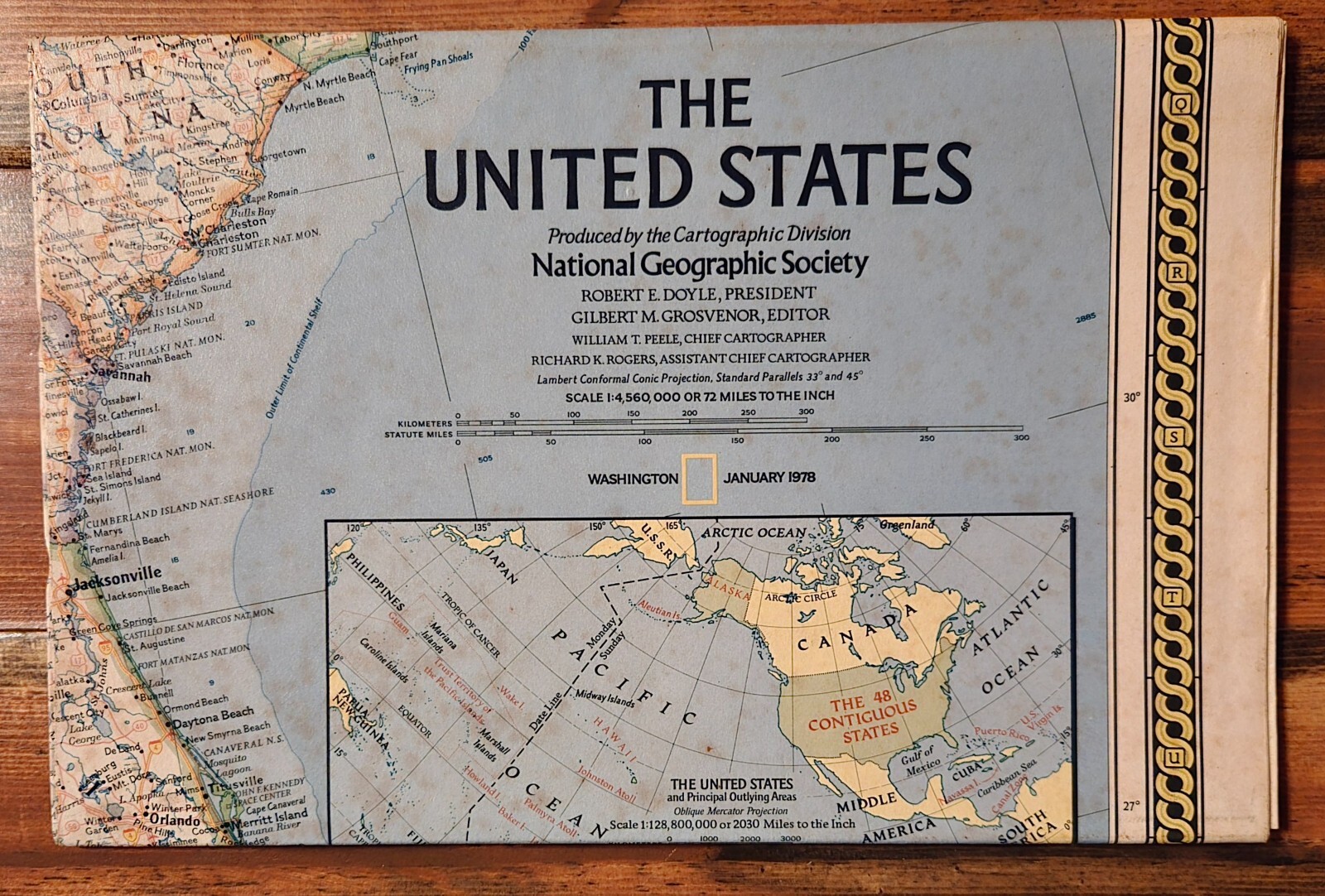 Vintage ~ National Geographic ~ January 1978 Large Map of the United ...