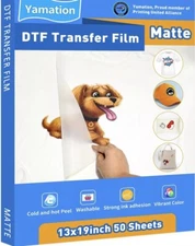 Yamation DTF Transfer Film: 13x19 Inch 100 Sheets Premium Double-Sided Matte ...