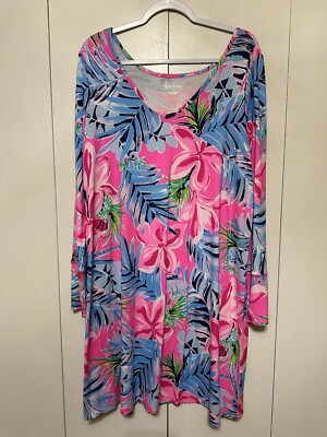 Lilly Pulitzer Kaisley Dual Neck Dress XL in Pretty In Pink Cockatoo