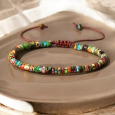 Colorful Imperial Jasper Beads Healing Calming Bracelet Xmas Gift For Women Men