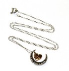 925 Sterling Silver 10k .01ct diamond half moon heart pendant necklace 3.5g — photo 7