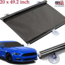 Auto Retractable Window Car Front Windshield Sun Shade Cover Visor Rear 20"x49"