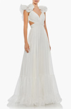 NEW, MAC DUGGAL Rosette Chiffon Cutout Empire Waist Gown Size 8  #WD270
