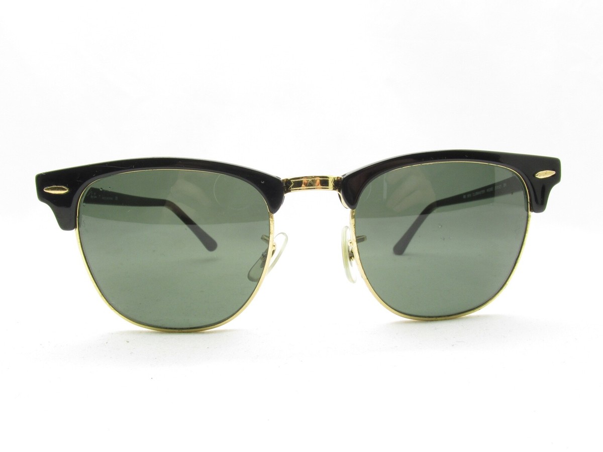 RAY-BAN CLUBMASTER RB3016 W0365 DESIGNER BLACK SUNGLASSES 51-21