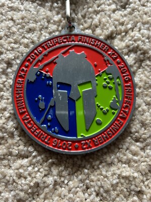 Médaille Finisseur Spartan Race Trifecta X2 2023 – Avec Patch Et Delta