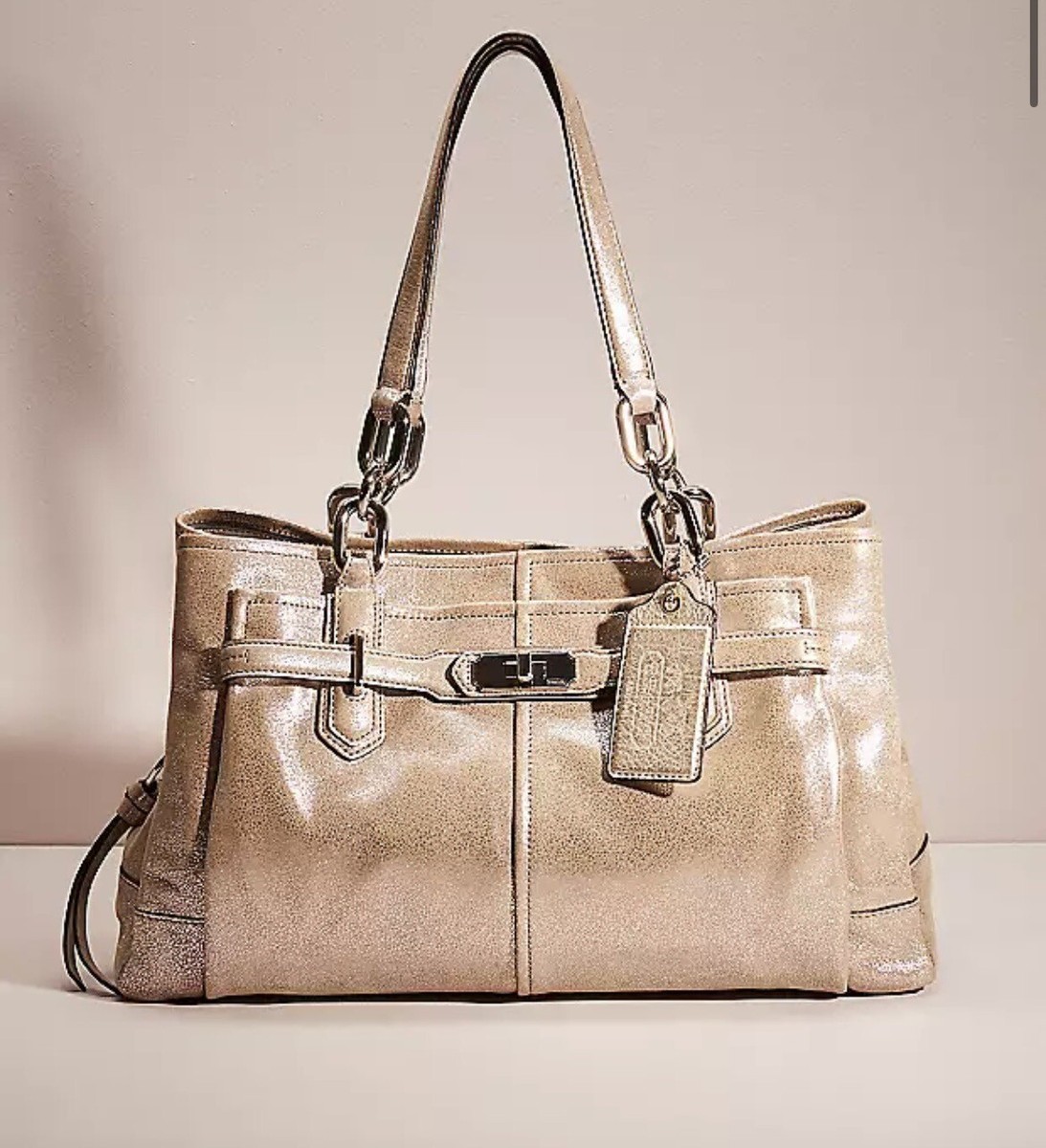 COACH Chelsea Jayden Carryall Champagne Gold Metallic | eBay