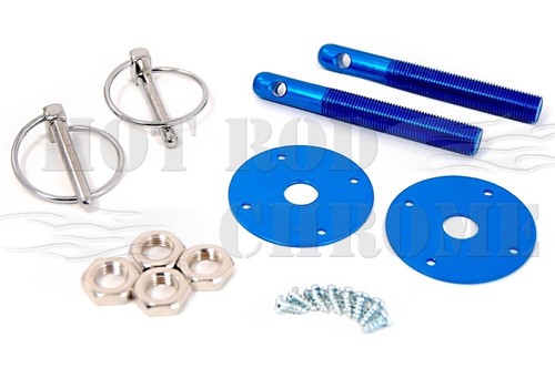 Universal Hood Pin Kit - Flip Over Style Chrome Clips For Chevy, Ford, Mopar, Sports Cars