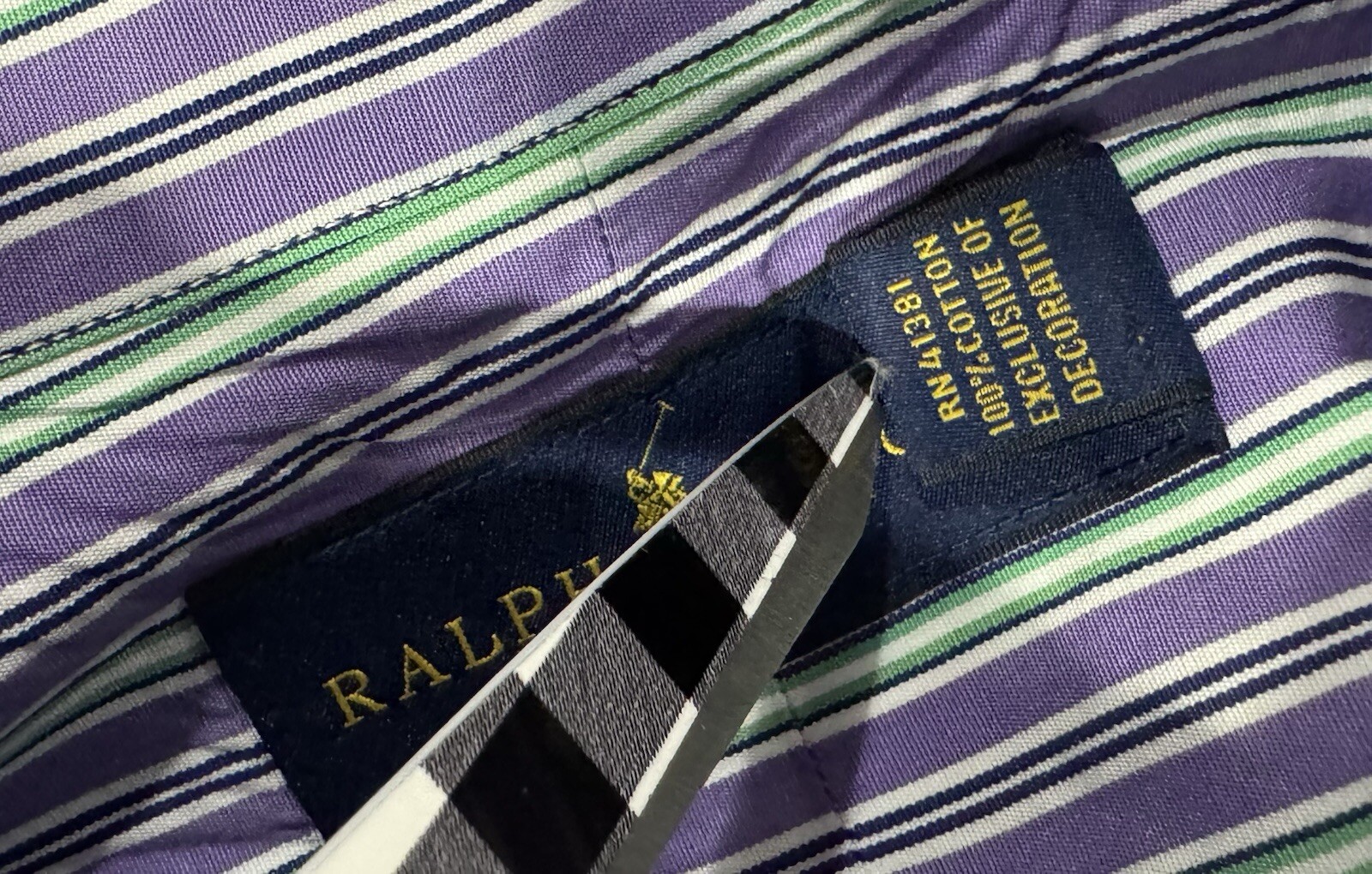 Ralph Lauren camicia uomo viola verde righe bottoni media classica pony