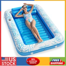 Inflatable Tanning Pool Lounger Float, 4-in-1 Sun Tan Tub for Adults