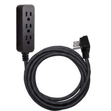 Cordinate Designer Extension Cord, 3-Outlet 10-Foot Cord, Black, Indoor, 42024