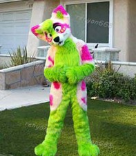 Long Fur Husky Dog Fox Mascot Costume Fursuit Halloween Suit Cosplay 0426