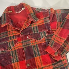 Rare 1970s Vintage Levi’s Bedford Corduroy Jacket Womens Medium Red Plaid