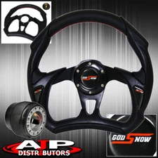 Hub Adapter For 89-05 Eclipse + Pvc Leather Black Battle Style Steering Wheel