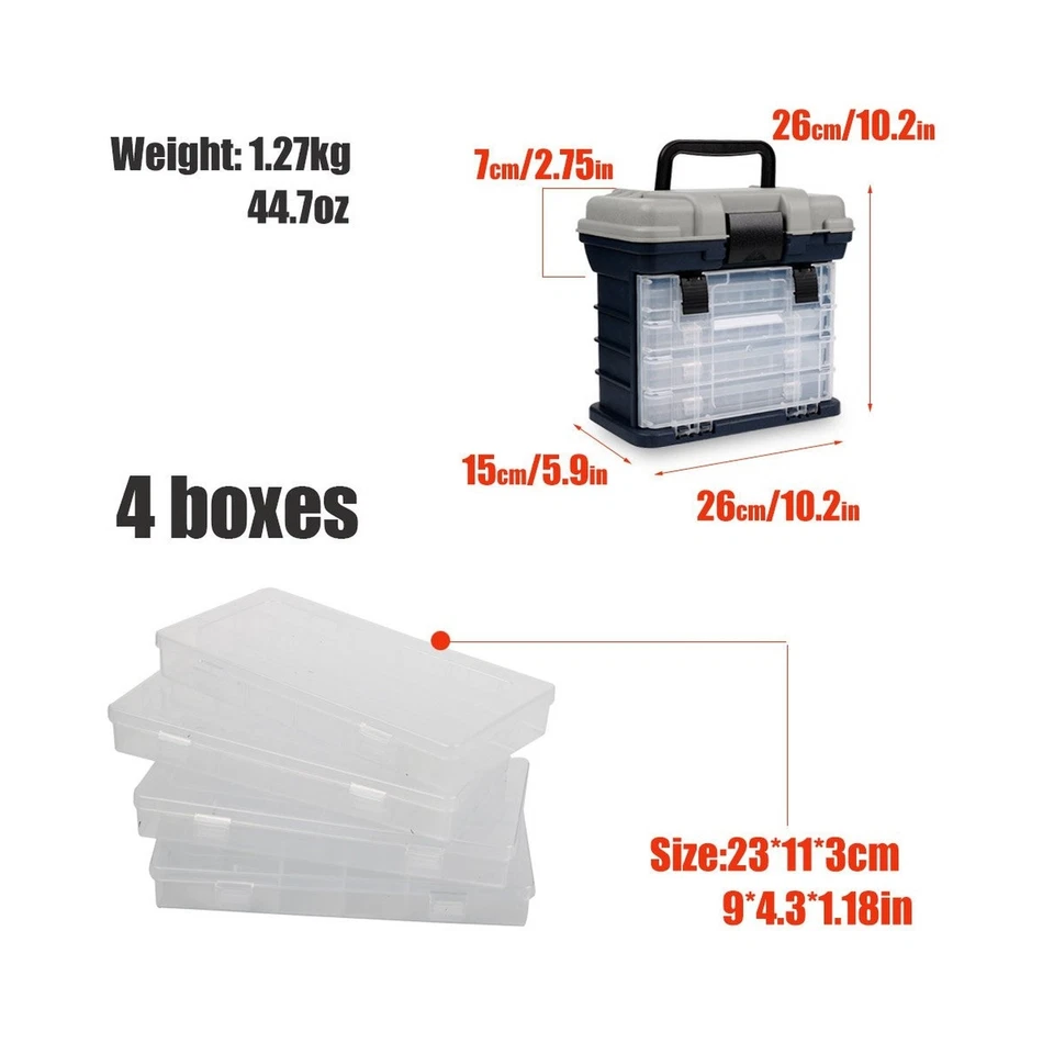 Caja de aparejos de pesca Sougayilang portátil 4 capas caja de pesca barco de mar pesca... Foto 4 de 4