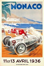 Monaco Auto Race 1936 Vintage Style Grand Prix Racing Car Poster - 24x36