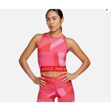 Nike Pro Womens Cropped Graphic Tank Top Sports Bra Size Small Dri-fit Pink