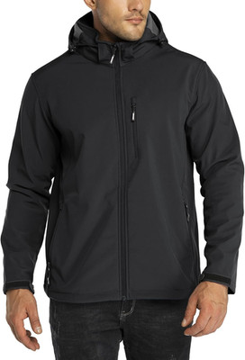 Men'S Lightweight Softshell Jacket Fleece Lined Hooded Water Resistant Winter Hi