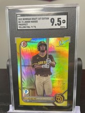 BOOKEND 75/75! 2022 Bowman Draft 1st Edition Jakob Marsee Yellow SGC 9.5 POP 2!