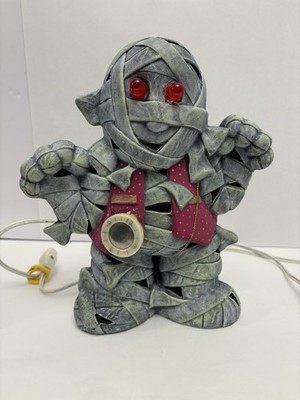 VTG Halloween Mummy Ceramic Mold Hand Painted 10''H Lighted *READ*