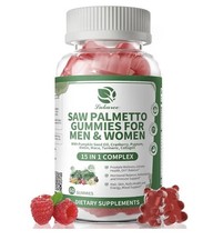 Lukaree Saw Palmetto Gummies Plant-Based Sugar-Free Raspberry 60 Gummies