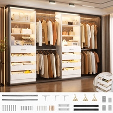 6-15FT Closet System w/ 8 Drawers, 4 Hanging Rods 2 Storage Towers