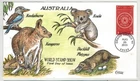 2015 COLLINS HANDPAINTED FDC 2016 WORLD STAMP SHOW AUSTRALIA KOALA KANGAROO ETC