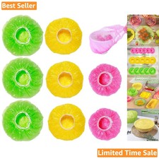 Airtight Elastic Bowl Covers - Set of 60 in Pink, Yellow, Green - Food Freshness