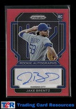 2022 Panini Prizm #RA-BZ Jake Brentz Rookie Autographs Red Prizm #/99
