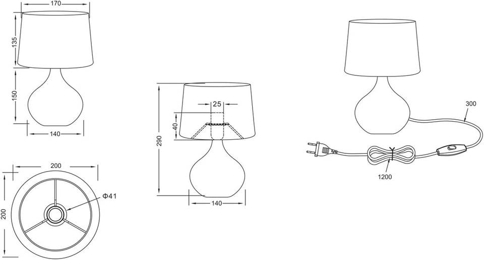 Lampada Da Tavolo Reality Leuchten In Ceramica E Tessuto, Bianco, Altezza 29 Cm – Con LED Incluso - 5