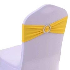 50PCS Spandex Chair Sashes Bows Elastic Chair Bands with Buckle Slider Sashes...