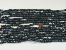15 Strands 22" Black Metallic Pony Glass Beads Wholesale Bulk 6mm x 9mm G-9