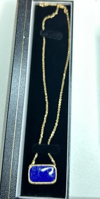 Lapis Lazuli Octagon-cut Pendant Necklace W/ A Gold-plated Sterling SilverChain