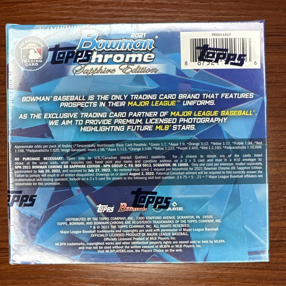 2021 BOWMAN CHROME SAPPHIRE BASEBALL Sealed HOBBY Box WITT SKUBAL GREENE OHTANI - Image 2 of 4