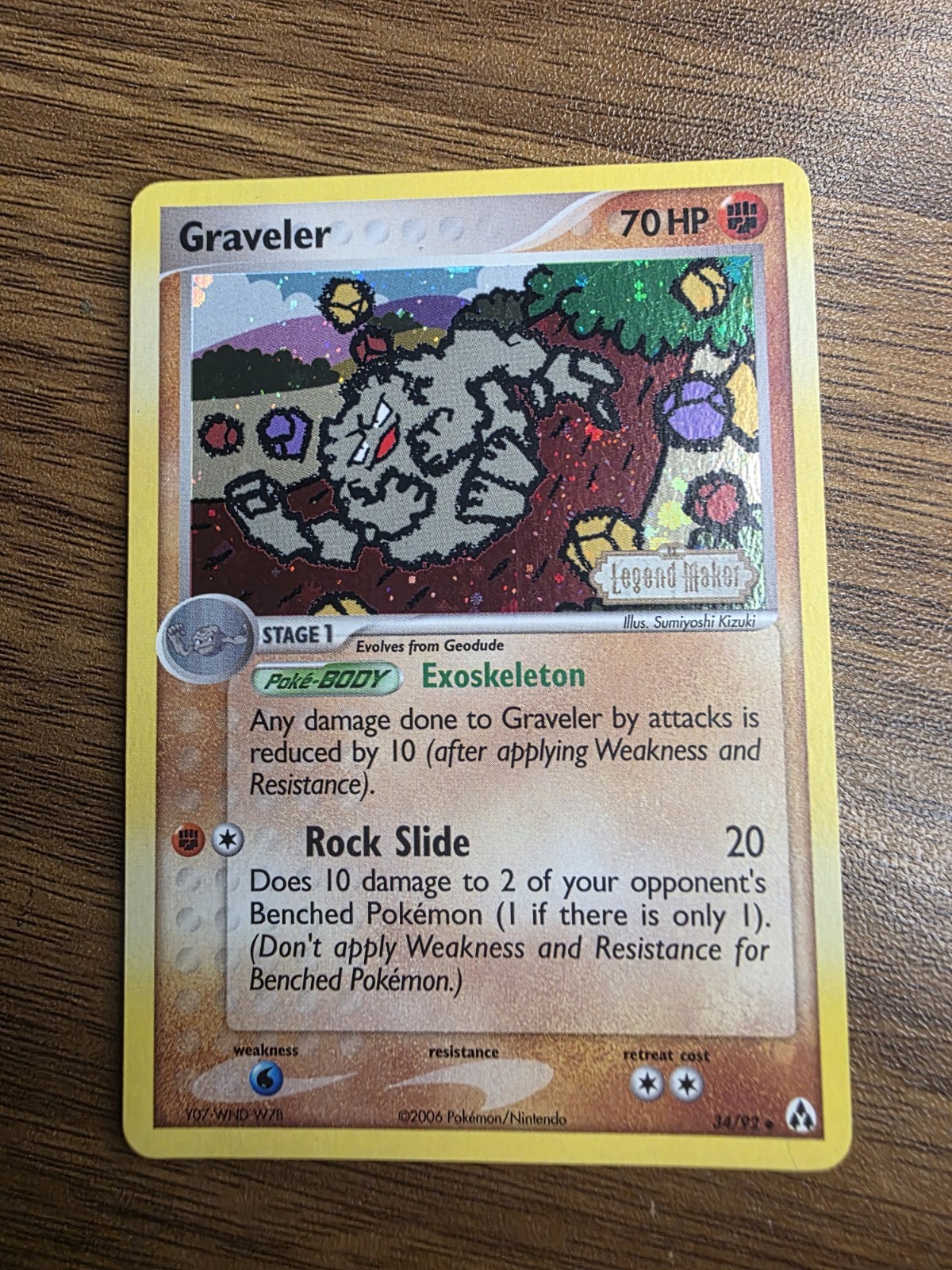 Pokemon Graveler Legend Maker 34/92 Reverse Holo Stamped Card NM Condition