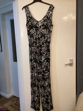 George Size 10 Maternity Jumpsuit, Black Floral With Tie Front