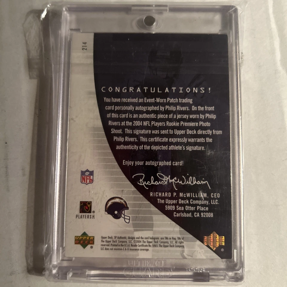 2004 SP Authentic - Rookie Authentics Philip Rivers 267/299 - Image 2 of 2