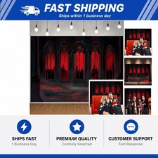 Halloween Gothic Castle Backdrop Red Medieval Hall Photography Backdrop