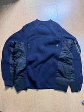 USED SACAI KNIT MA-1 JACKET, SIZE 1, NAVY GOOD