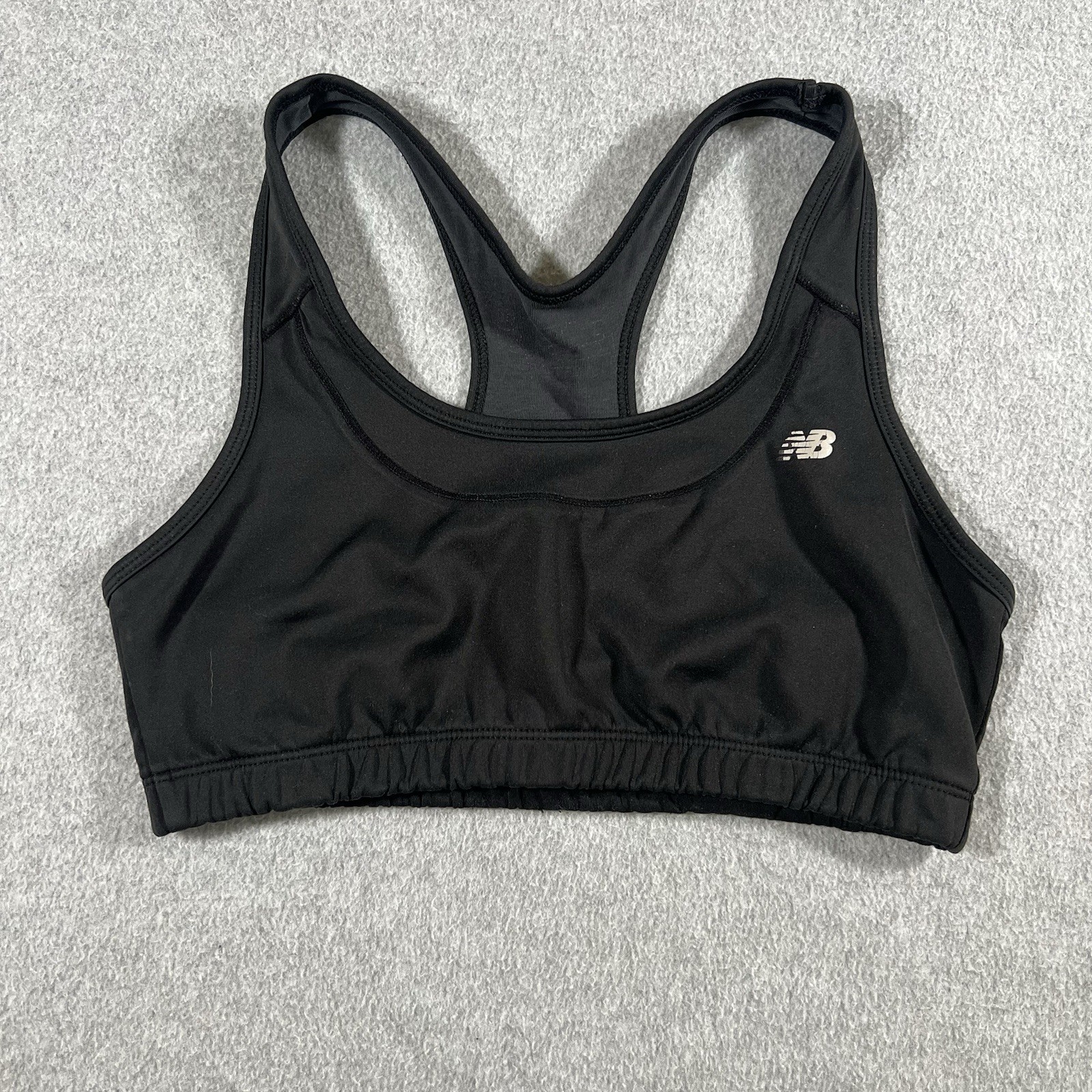 New Balance Sports Bra Black Racerback Medium Impact Workout Gym M