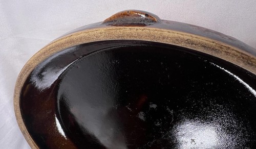 Padella tortiera vintage anni 30 gres marrone smaltato cuoco-rito manici tab 10" - Foto 5 di 20