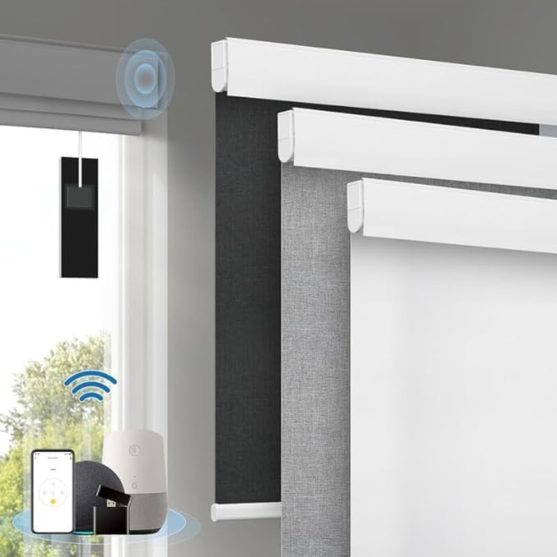Smart Motorized Blackout Blinds with Remote & Free Solar Panels 35"x72