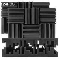 24 Pack Acoustic Foam Self-Adhesive Sound Proofing Panels For Recording Studio