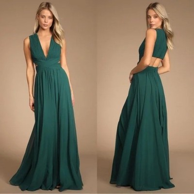 Lulus Vivid Imagination Forest Green Cutout Maxi Dress Size S
