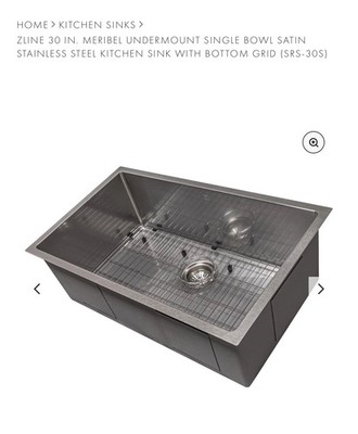 ZLINE 30in. Undermount Satin Stainless Steel Kitchen Sink W/ bottom Grid. New