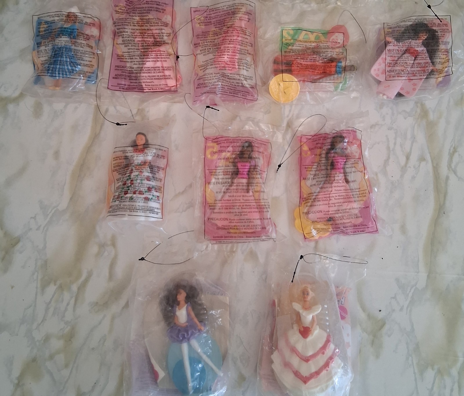 McDonald' happy meal Barbie 1990's total of 10 all in packag